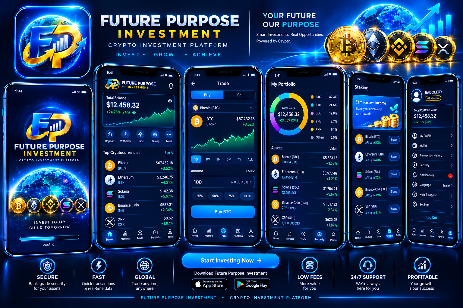 Future Purpose Investment mobile platform screens